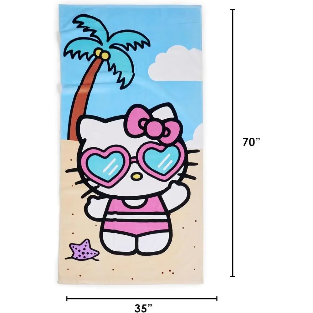 Hello Kitty Picnic Blanket Beach Towel Set Pink Foldable 2 Pc Summer NWT